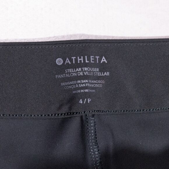 NWT Athleta Stellar High Rise Stretch Trouser Pants Black Women's 4P (410439) - Picture 4 of 7